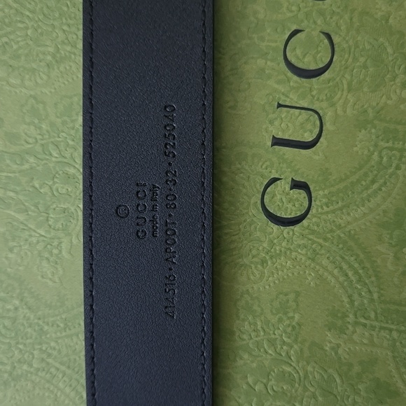 GUCCI GG MARMONT SLIM BELT UNISEX  BLACK SMOOTH LEATHER SIZE 80 WIT GUCCI BOX - Picture 5 of 16